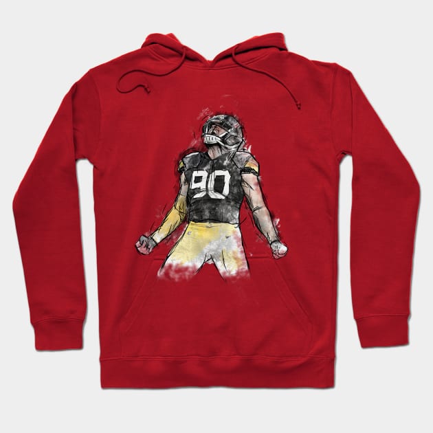 TJ Watt Sketch Art Hoodie by pentaShop